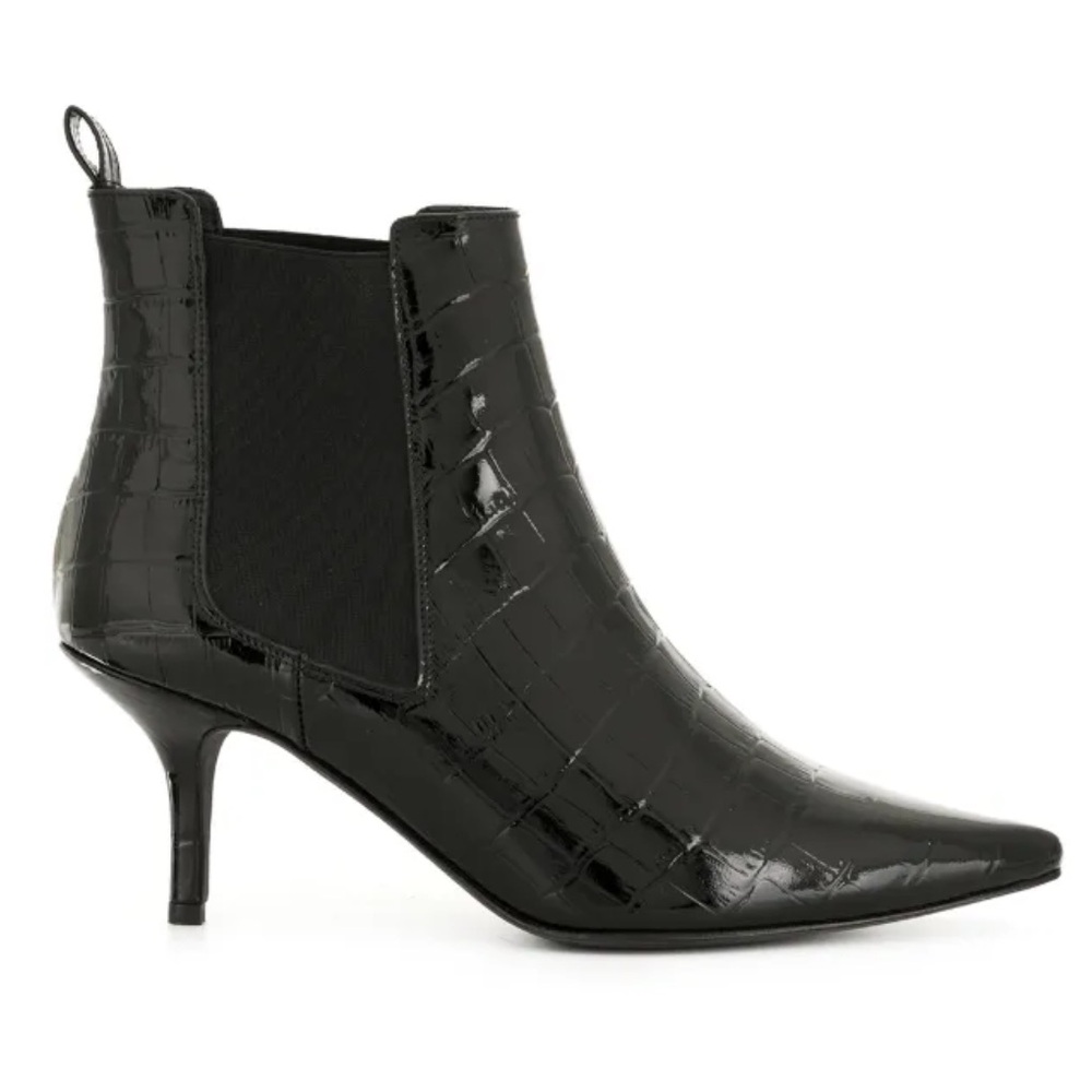 Anine Bing Black Croc-Embossed Ankle Boots